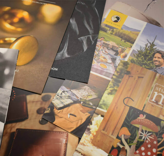 Flyers and postcards printed for direct mail marketing campaigns
